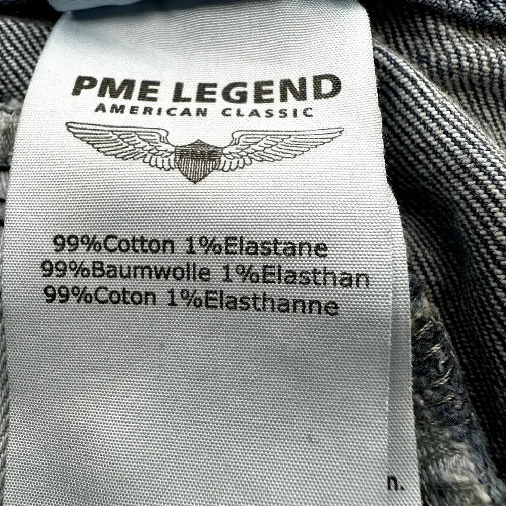 PME Legend Aviator Straight Leg Jeans Low Rise Ankle Classic Denim Blue 34x32